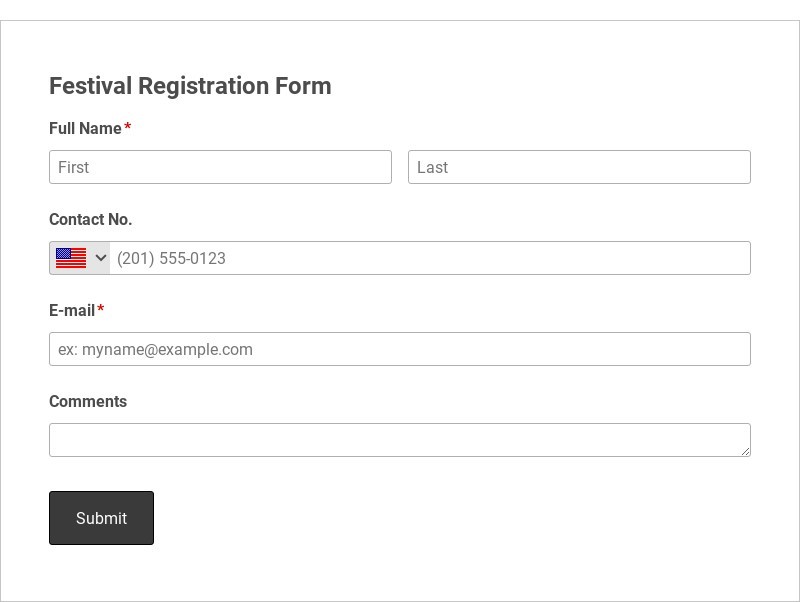 Festival Registration Form with Eway Template form template