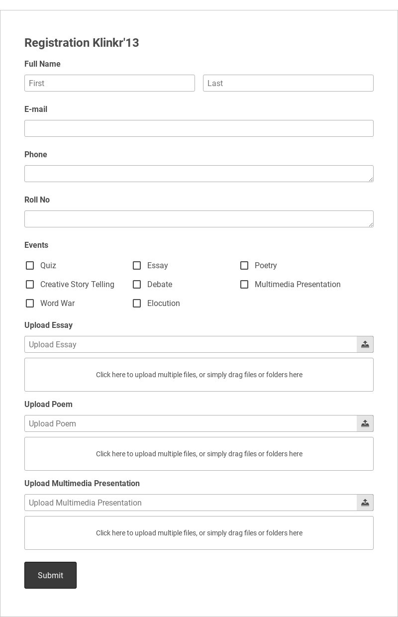 School Event Registration Form Template