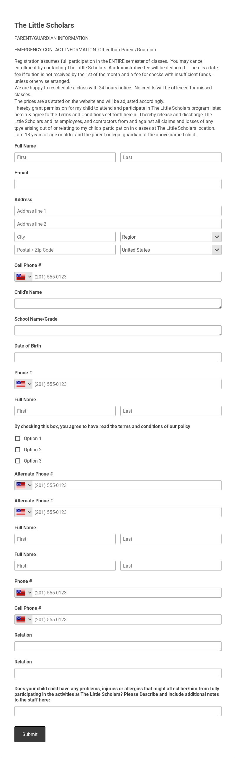 The Little Scholars Application Form Template form template