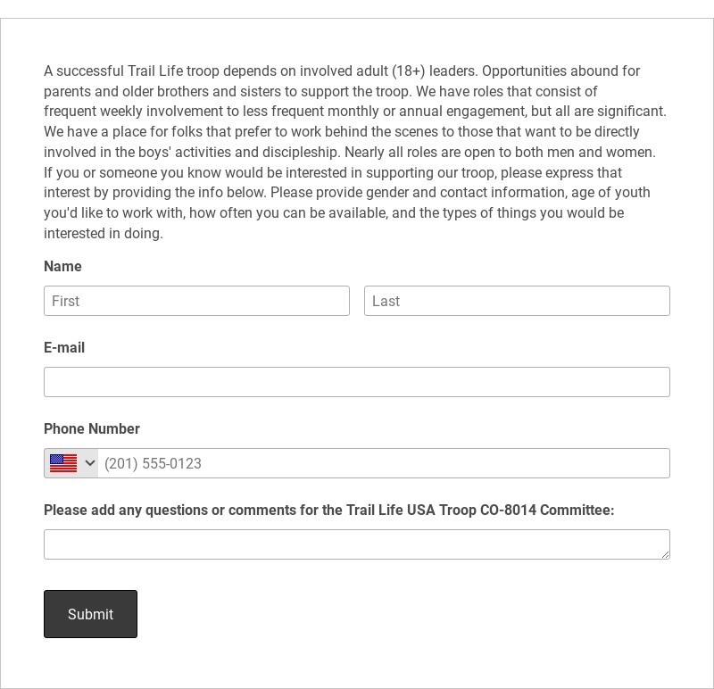 Trail Life Registration Template form template