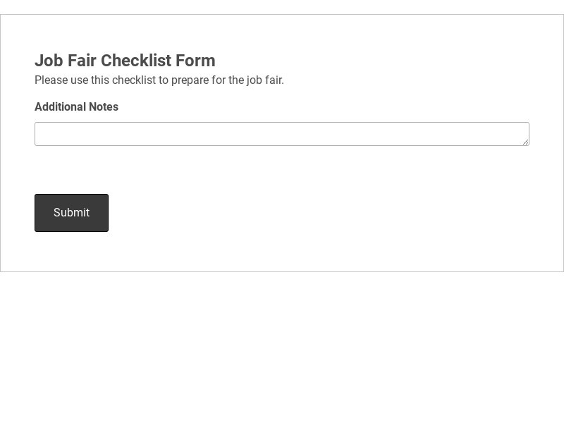 Job Fair Checklist Form Template form template