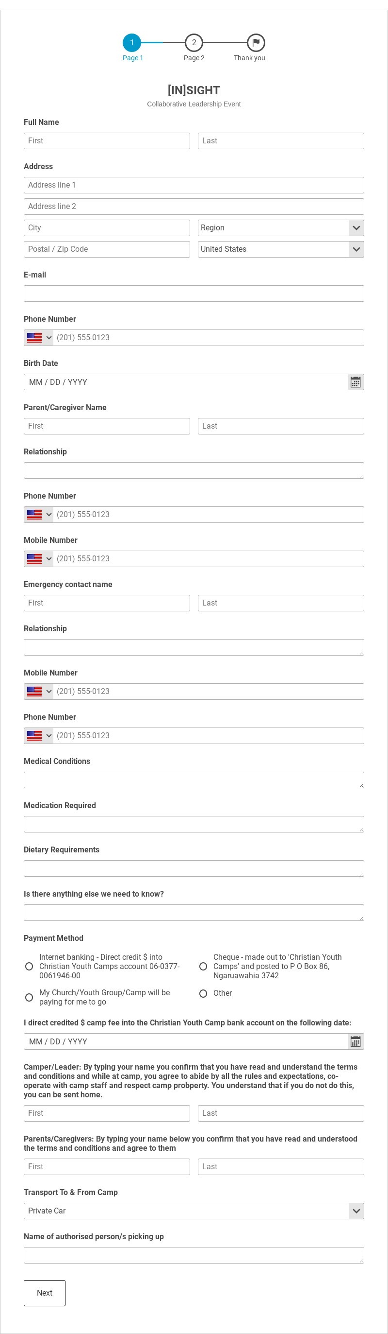 Collaborative Leadership Event Registration Template form template