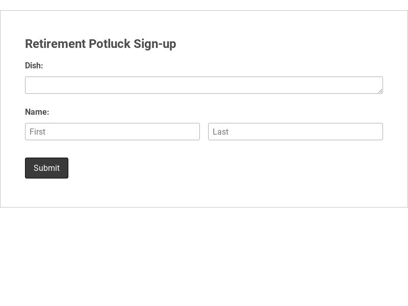 Retirement Potluck Sign up Template