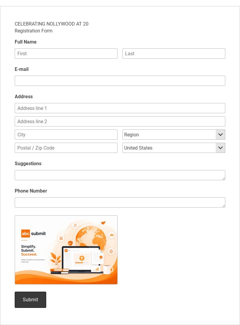 Film Academy Registration Form Template form template