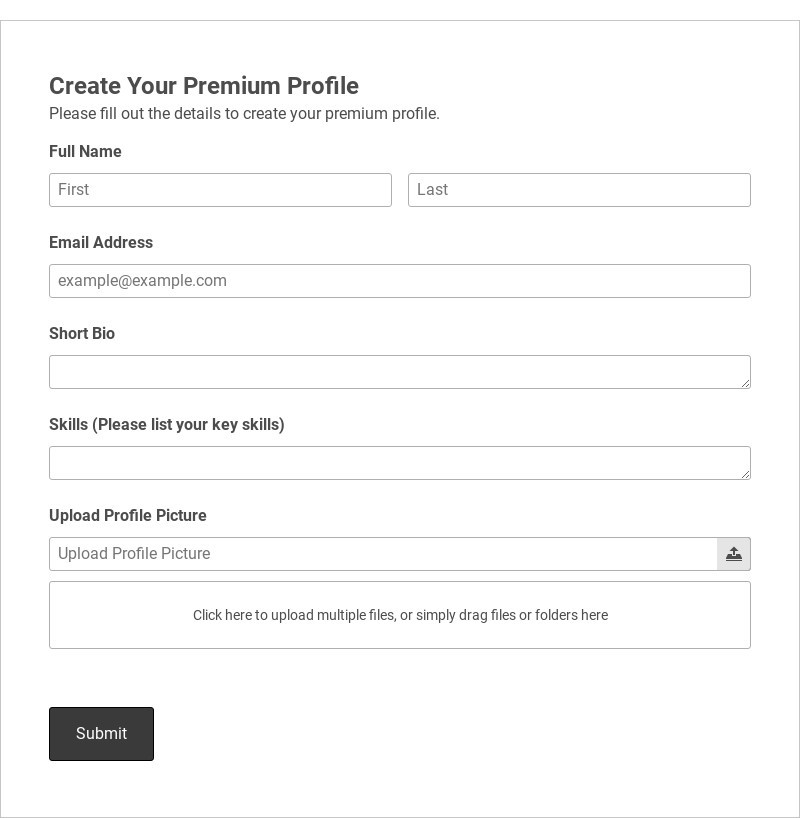 Your Premium Profile Template form template