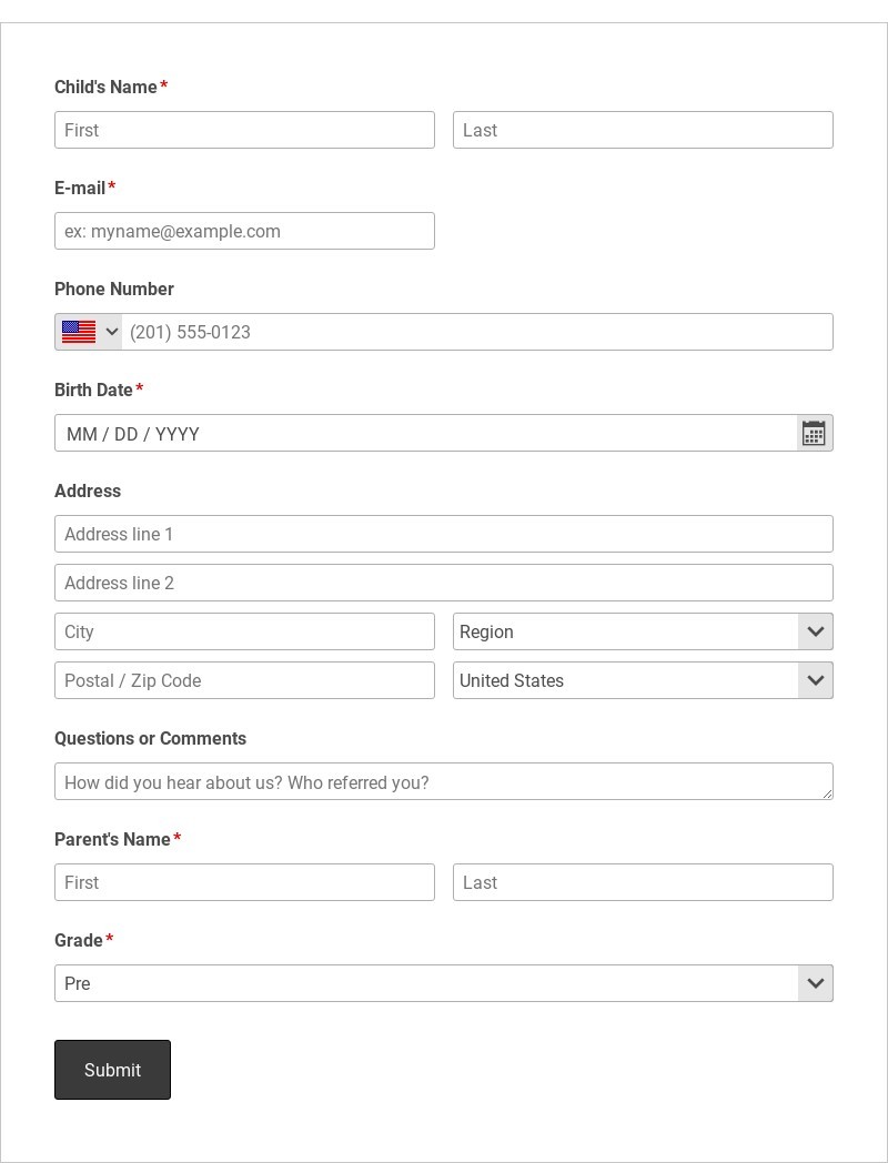 Team Registration Form Template