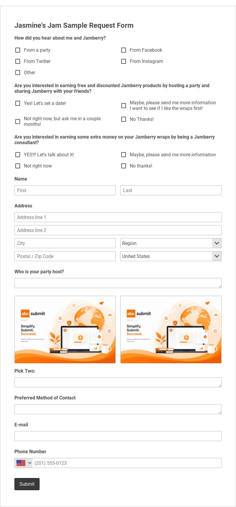 Jasmine's Jam Samples Template