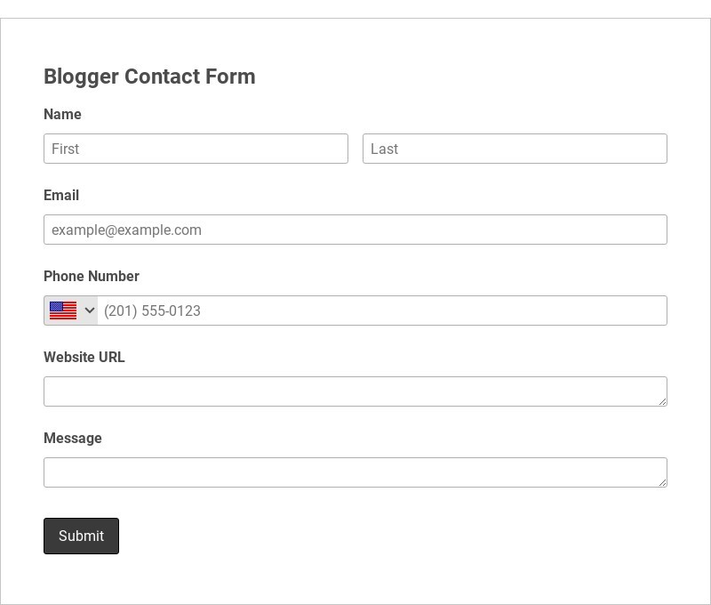 Blogger Contact Form Template form template