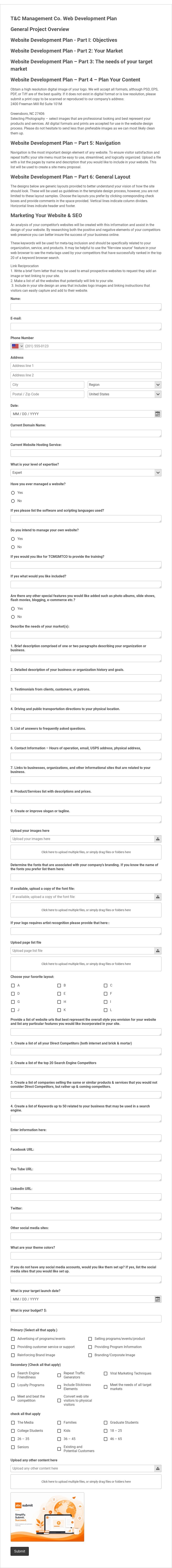 Web Development Signup Form Template