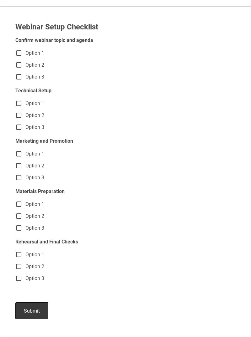 Webinar Setup Checklist Template form template