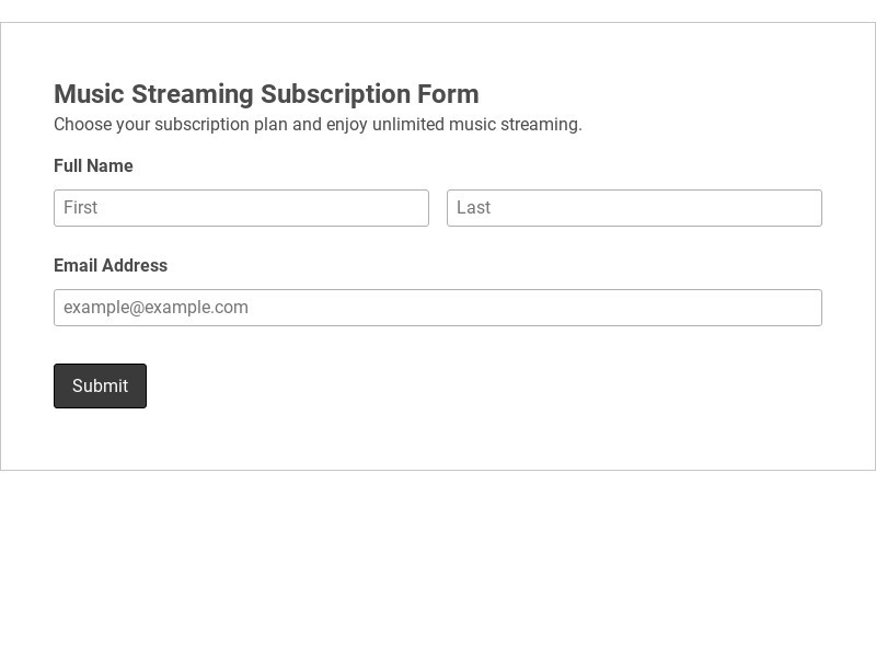 Music Streaming Subscription Form Template form template