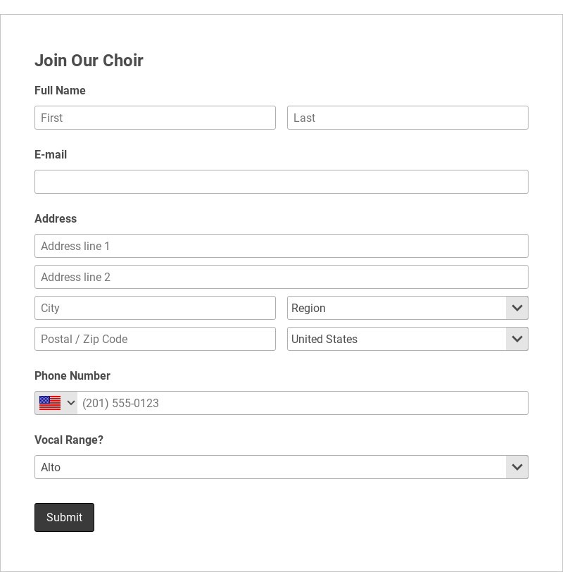 Choir Signup Form Template
