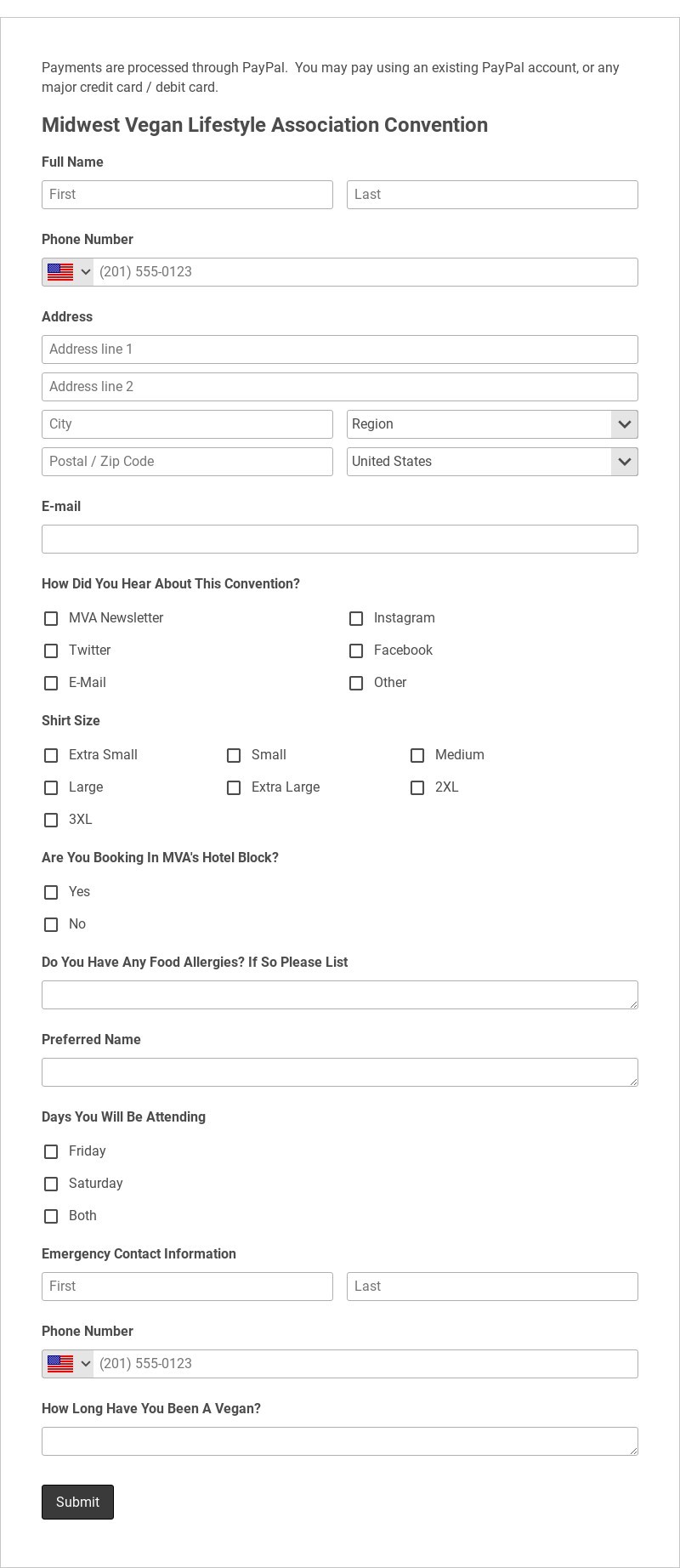 Convention Registration Form Template form template