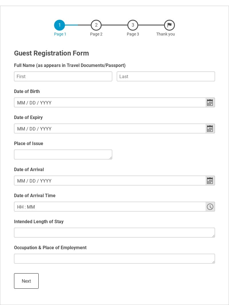 Guest Registration Form Template form template