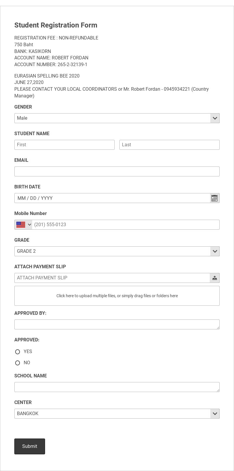 Eurasian Spelling Bee - Th Template form template