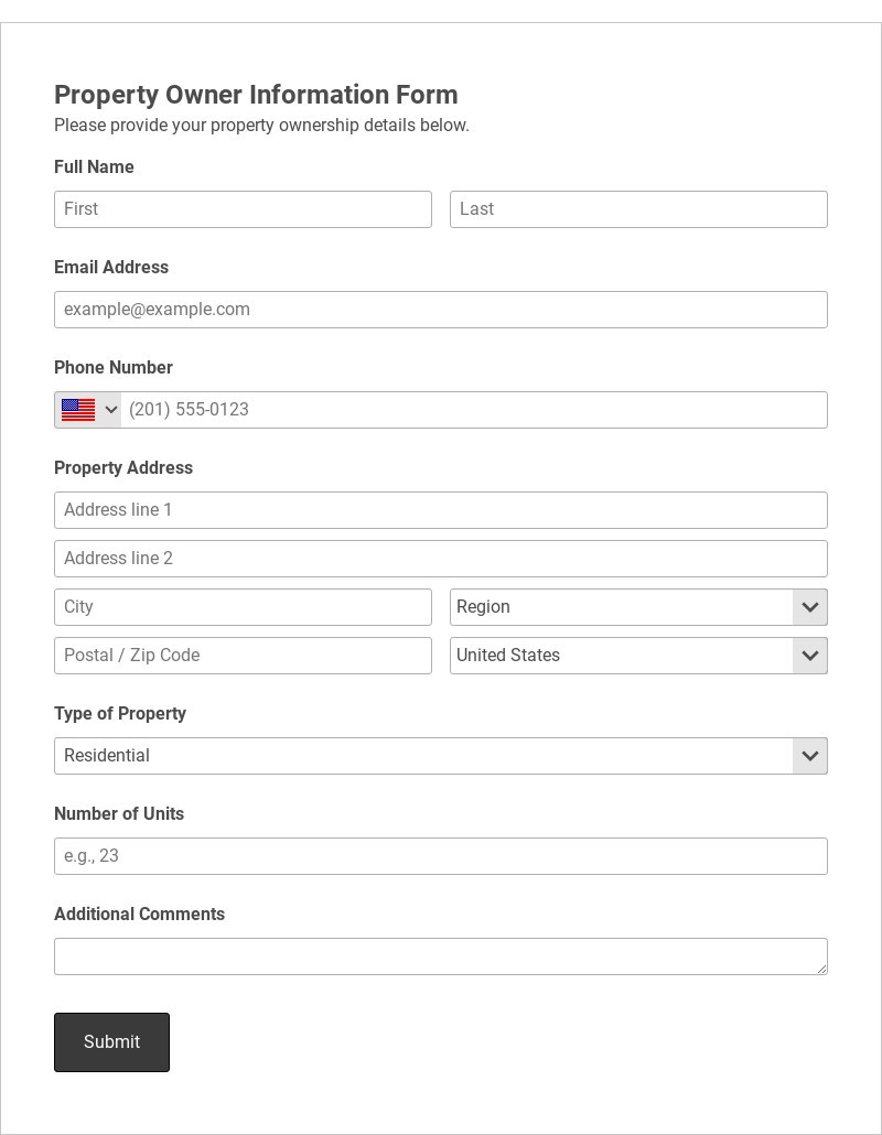 Property Owner Information Form Template