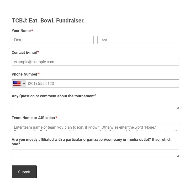 Individual and Team Event Registration Form Template form template