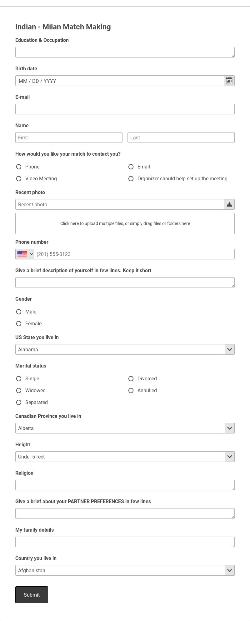 Matchmaking Template