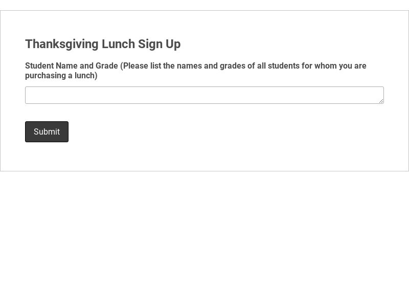 Thanksgiving Lunch Sign Up Template
