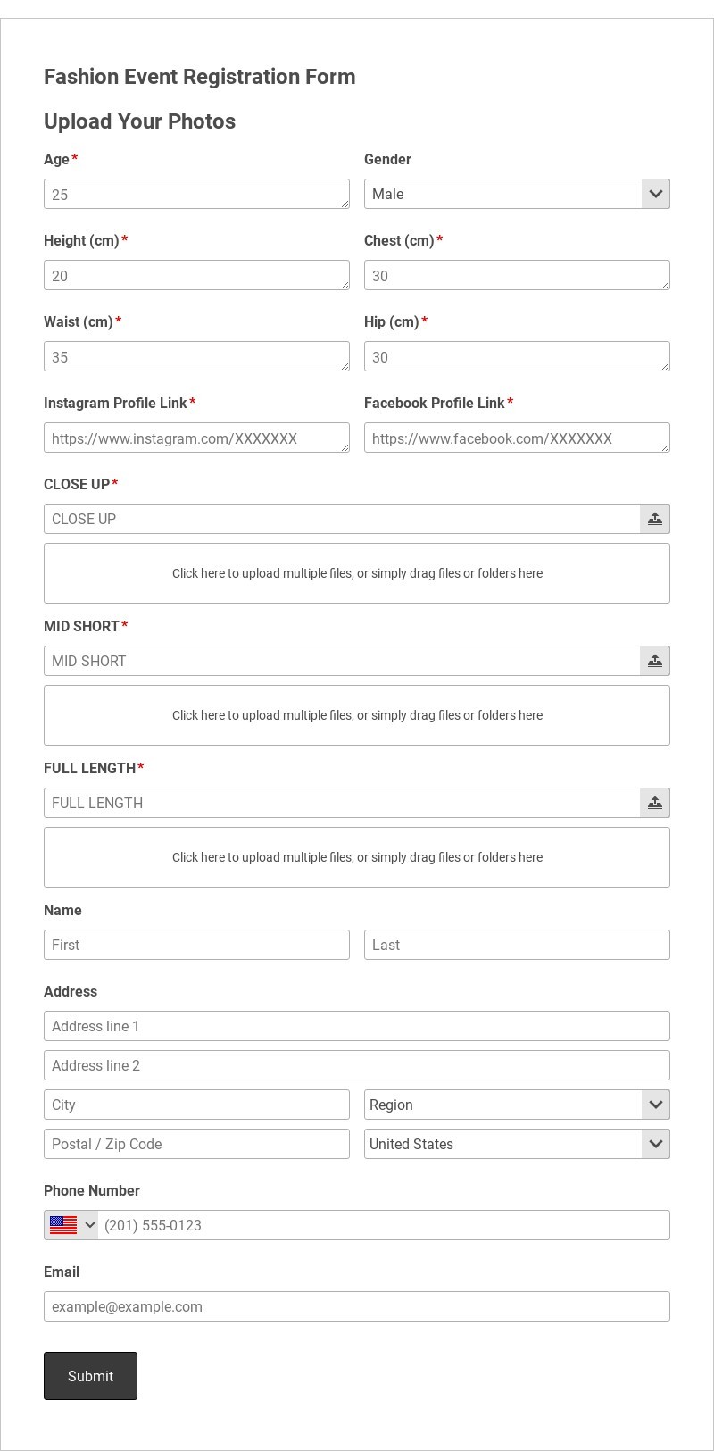 Fashion Registration Form Template form template