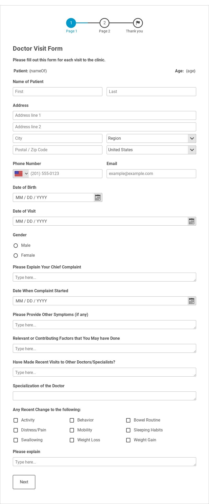 Doctor Visit Form Template form template