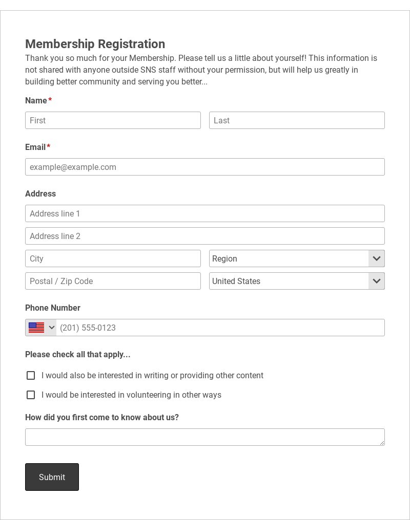 Wellness Community Membership Registration Form Template