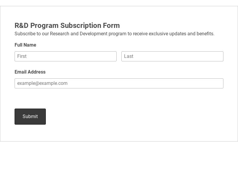 R&D Program Subscription Form Template form template