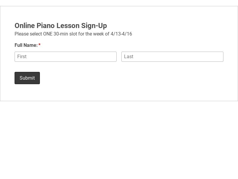 Online Piano Lesson Sign Up Form Template form template
