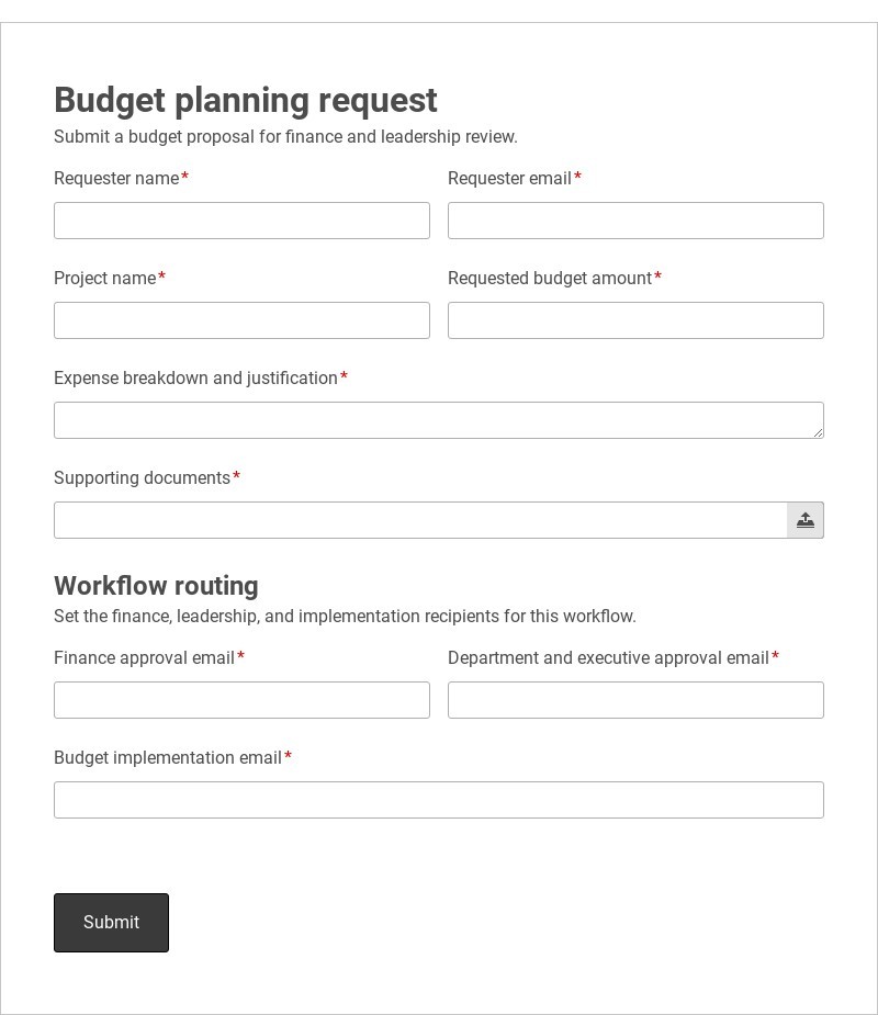 Budget Approval Process Workflow Template form template