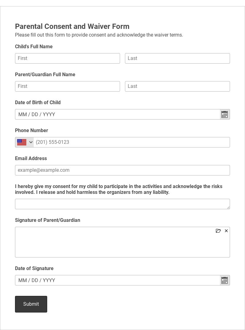 Parental Consent and Waiver Form Template