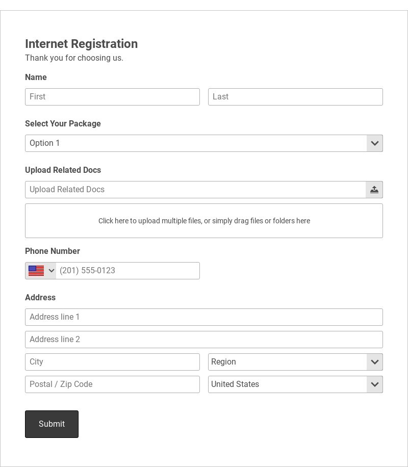 Internet Registration Form Template form template