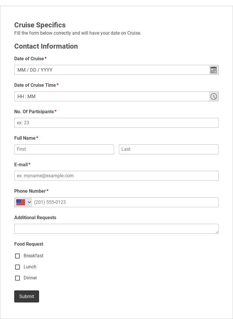 Cruise Registration Form Template form template