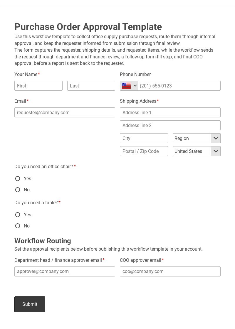 Purchase Order Approval Template