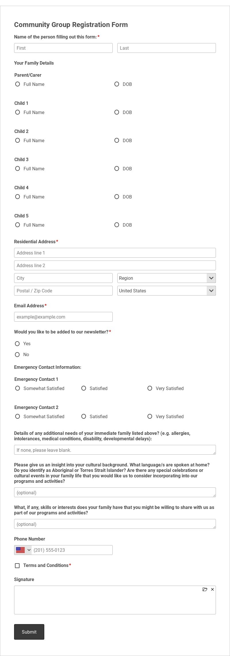 Community Group Registration Form Template
