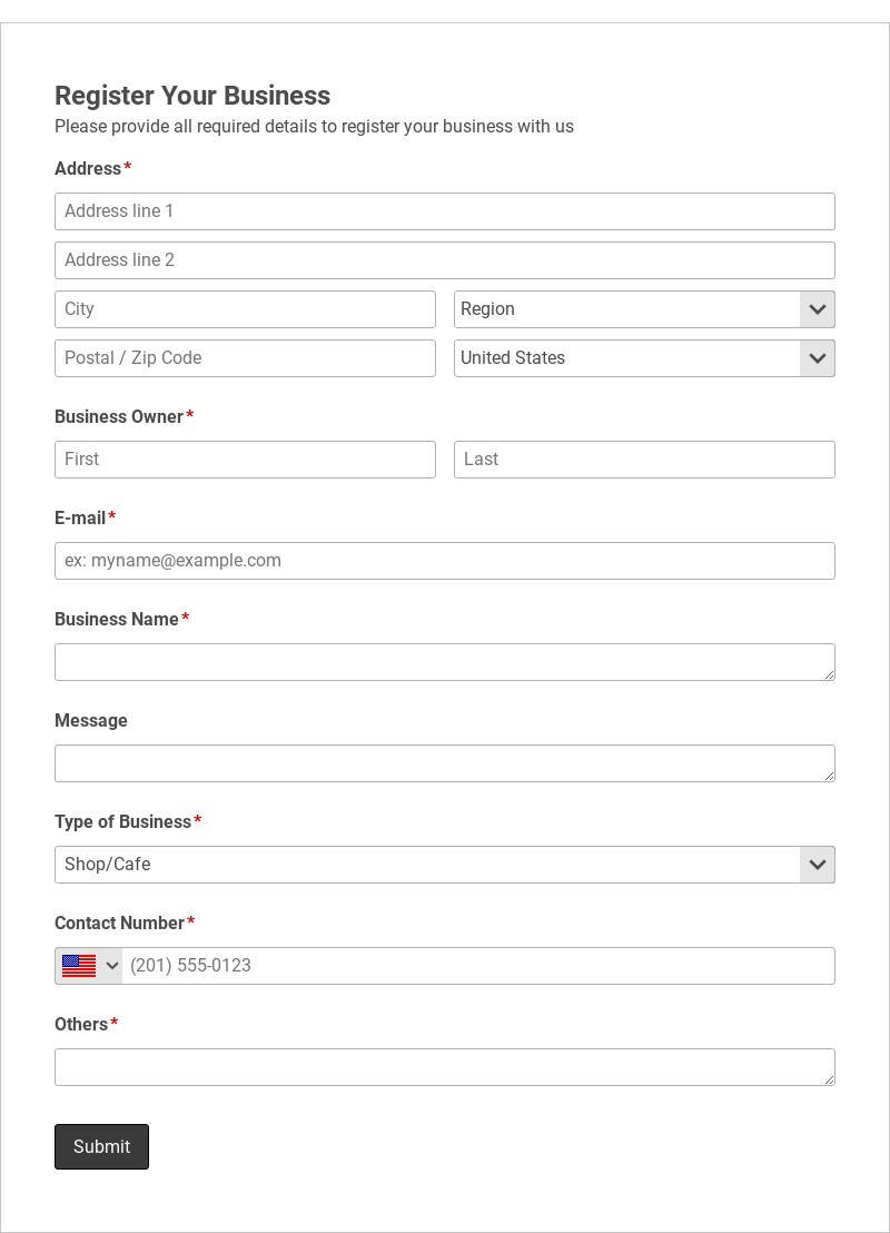 Business Registration Form Template form template