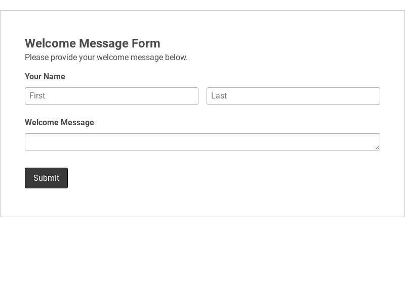 Welcome Message Form Template form template