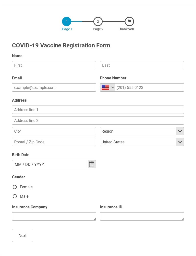 COVID-19 Vaccine Registration Form Template form template