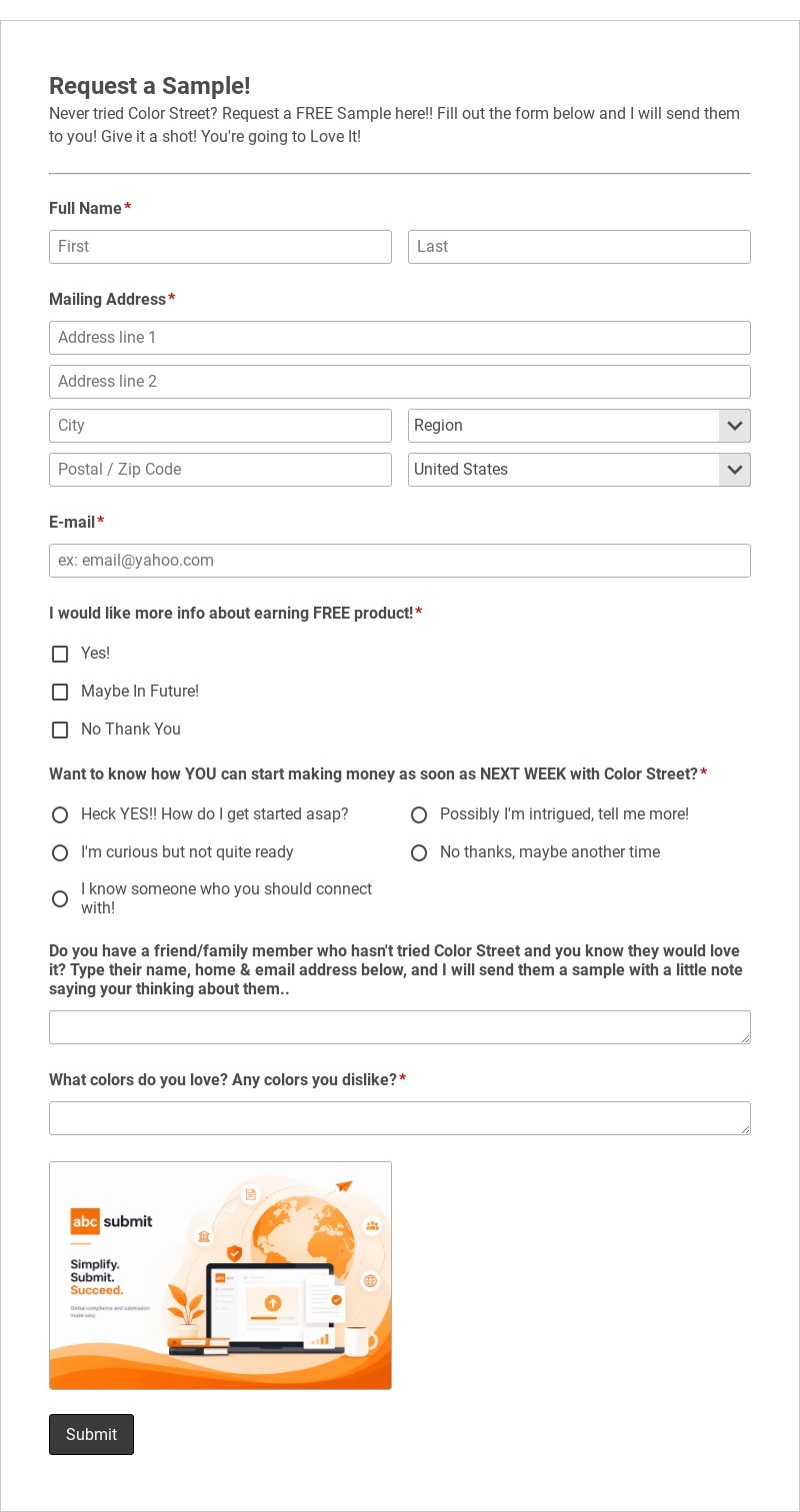 Request A Free Sample! Template form template