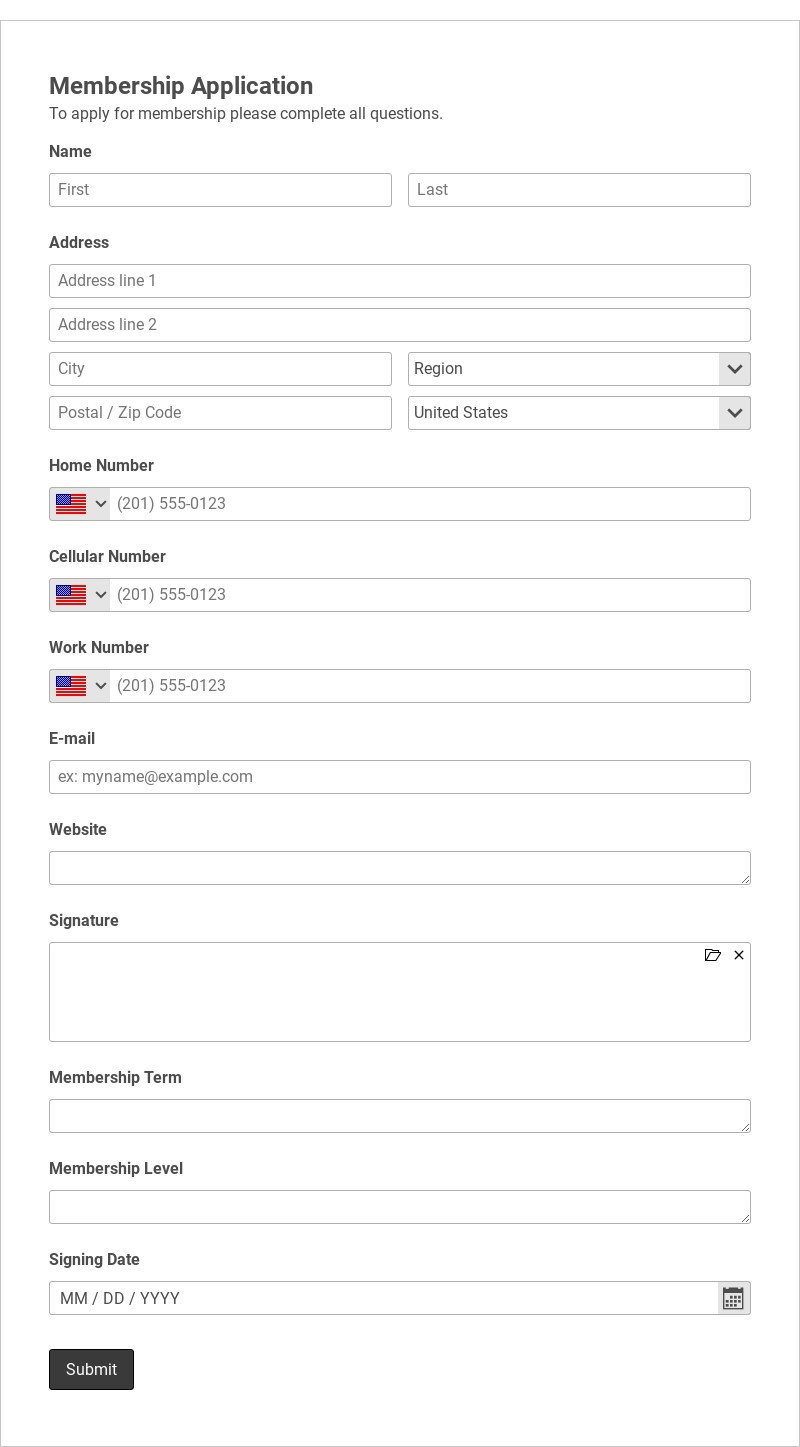 Signup Form Template form template