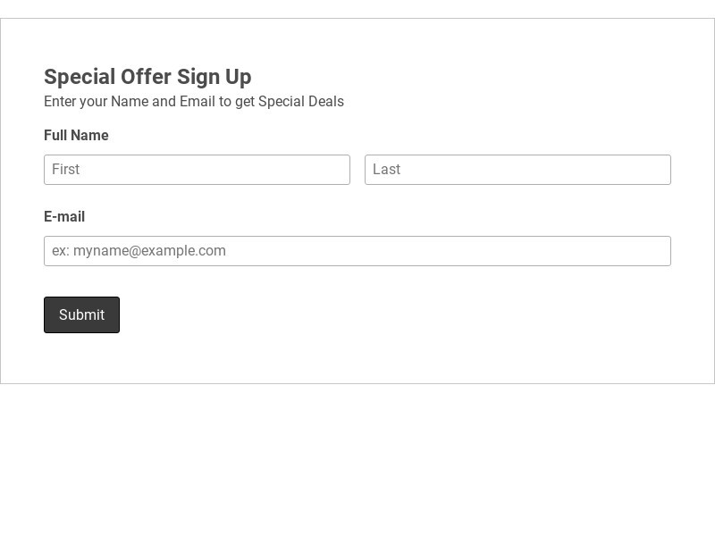 Special Offers Sign Up Form Template form template
