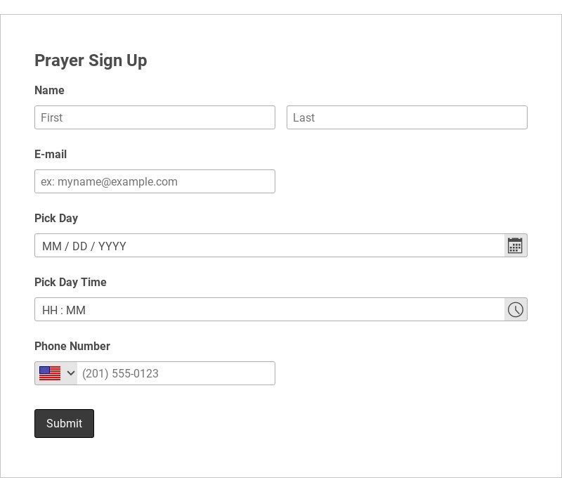 Prayer Sign Up Form Template