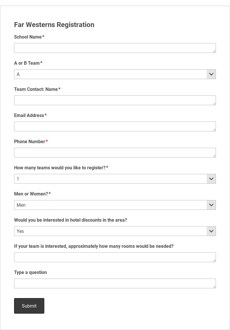 Volleyball Tournament Registration Form Template