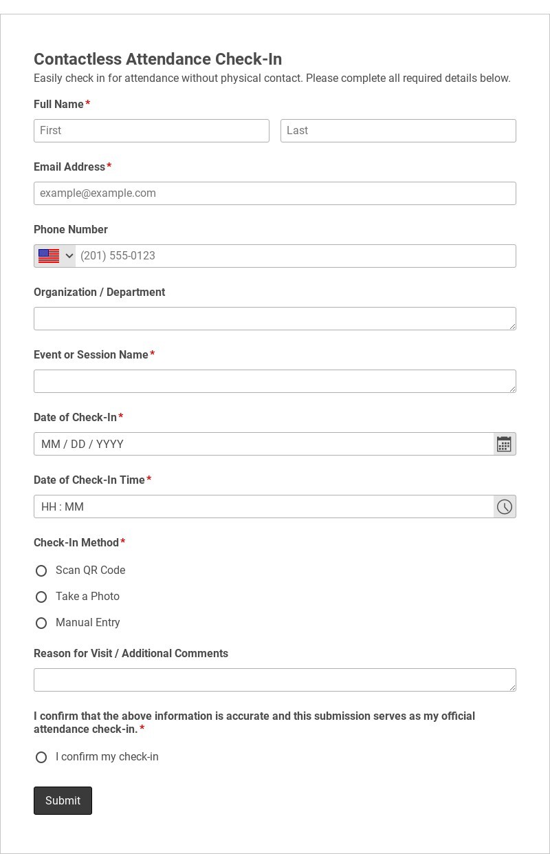 Contactless Attendance Check-In