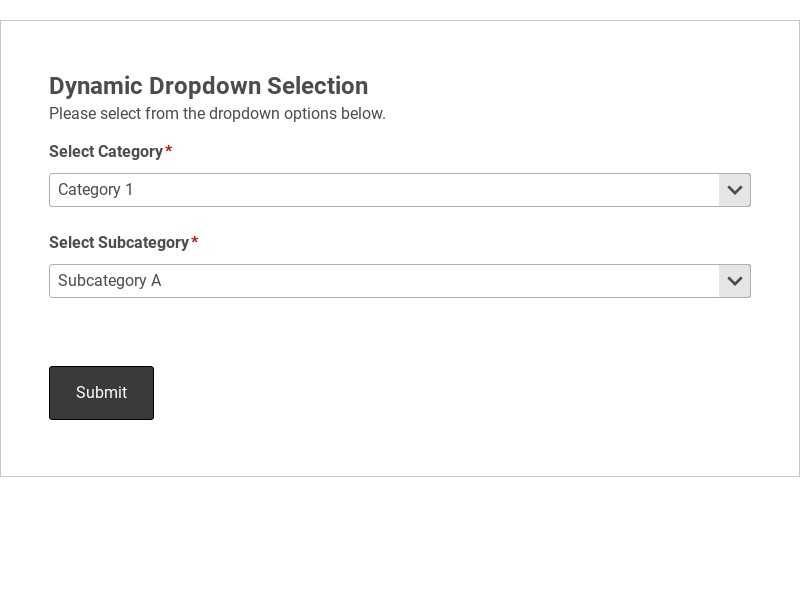 Dynamic Dropdown Selection Form Template form template