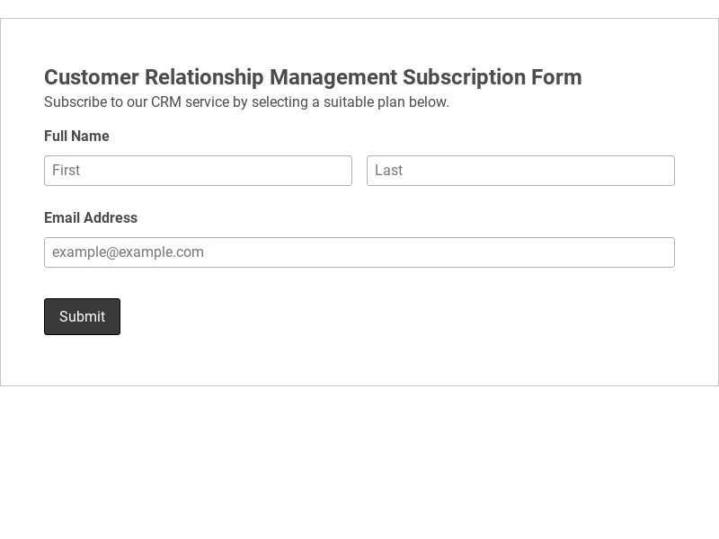Customer Relationship Management Subscription Form Template form template