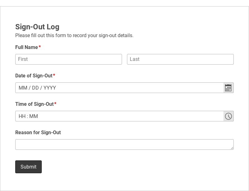 Sign-Out Log Form
